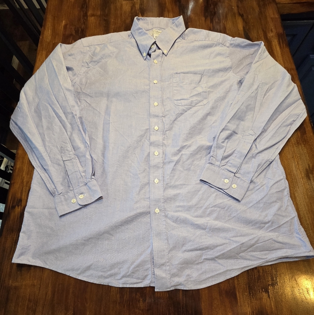 L.L. Bean Button Down Casual Light Blue Shirt Long Sleeves Size 2XL 100%Cotton